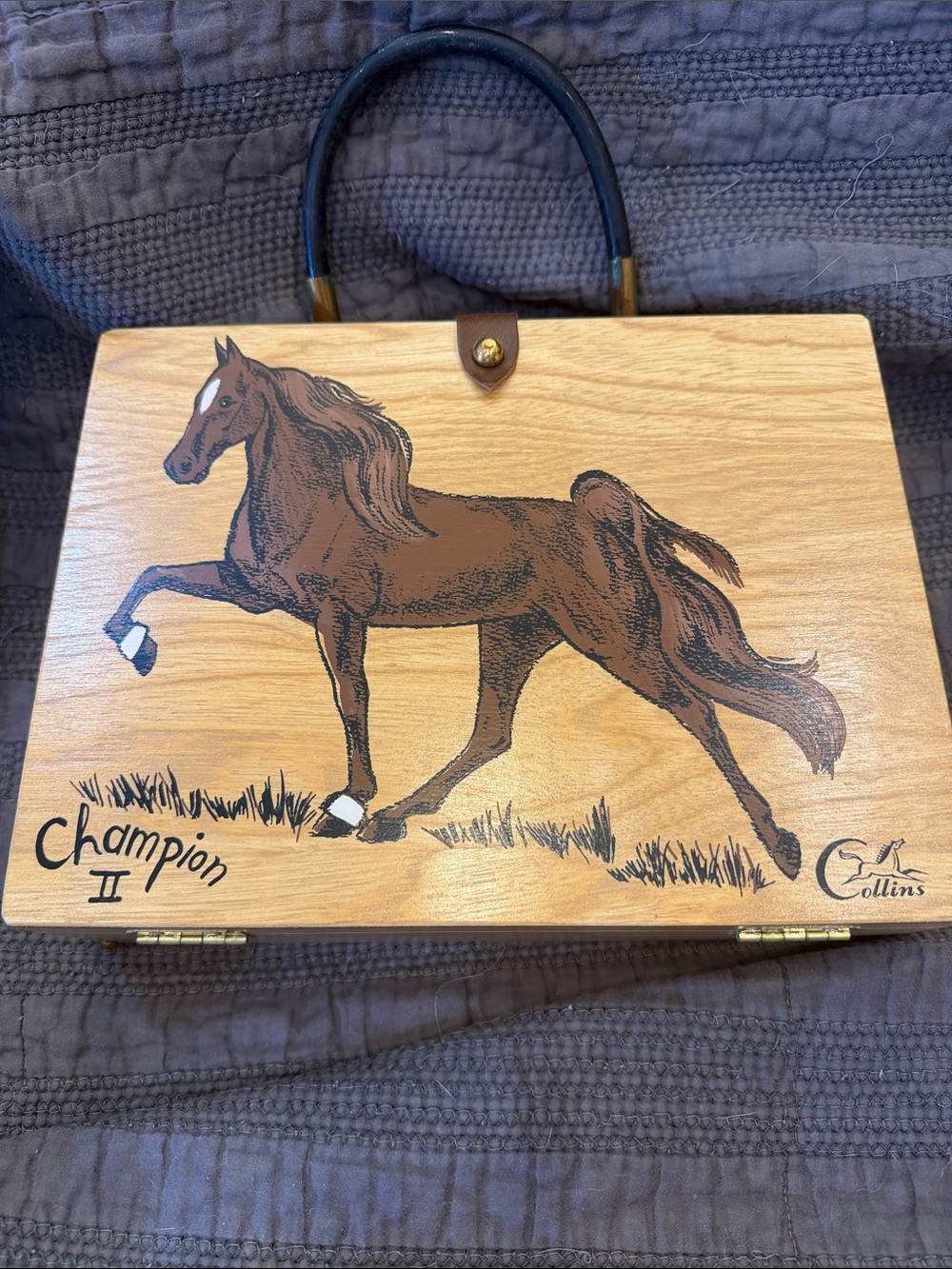 Vintage 1960’sEnid Collin’s of Texas Champion II Brown Wood Horse Decorative Box